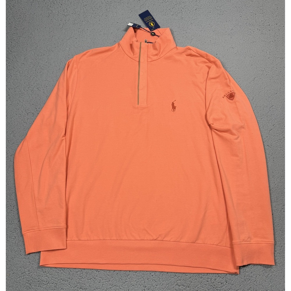 Polo Golf Ralph Lauren Pullover Mens XL Orange‎ 1/4 Zip Long Sleeve Bellagio